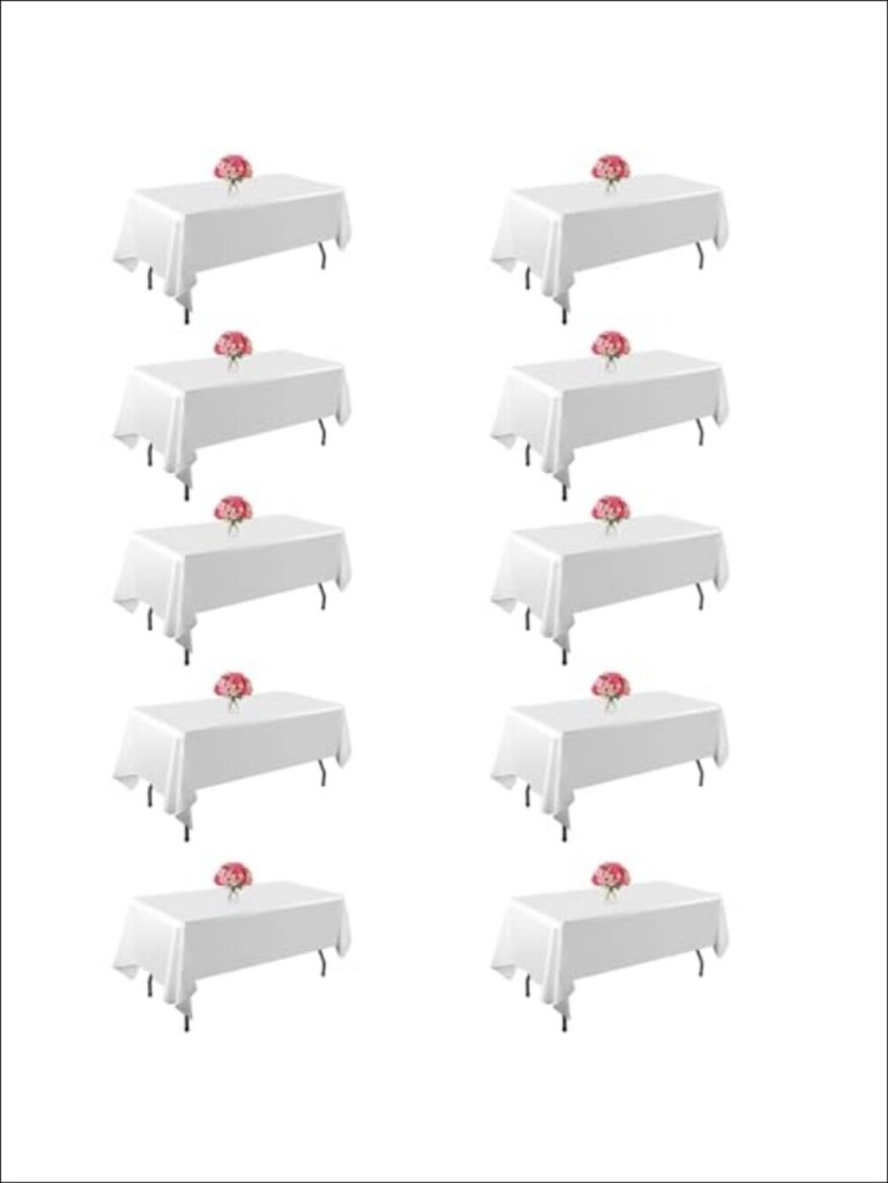 10 Pack White Table Cloth for Rectangle Tables 60x102 Inch Fit 6 Foot Table